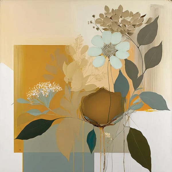 Bella Eve: Blue And Mustard Botanicals II by Bella Eve