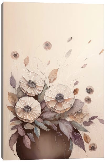 Blooming In Beige Canvas Art Print - Bella Eve