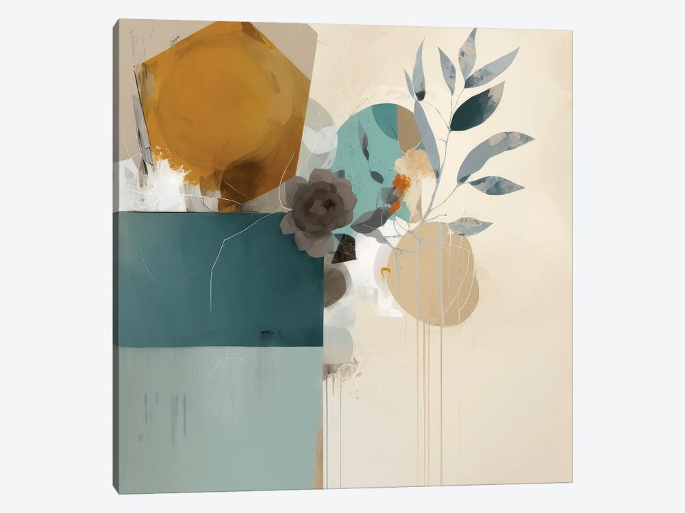 Abstracted Aqua Blooms by Bella Eve 1-piece Canvas Art