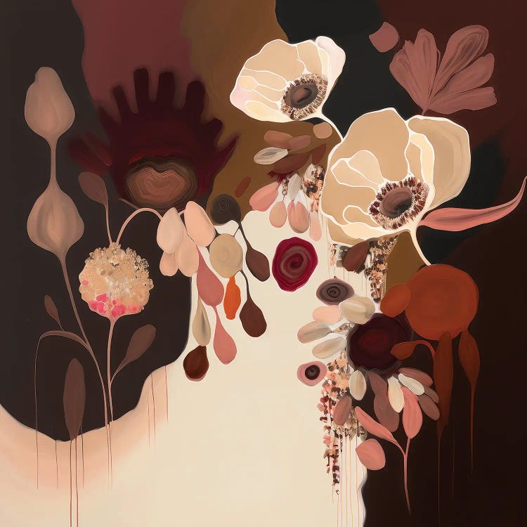 Burgundy Abstract Blooms