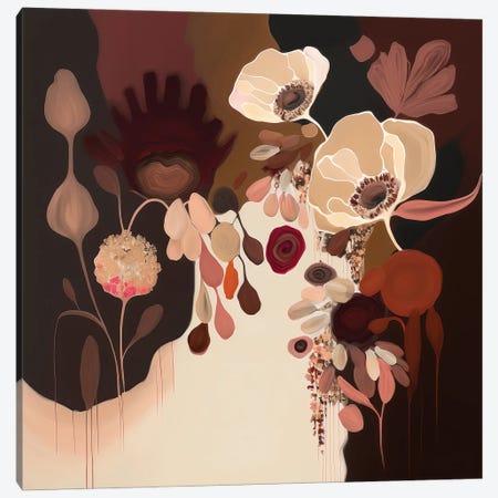 Burgundy Abstract Blooms Canvas Print #BVE41} by Bella Eve Canvas Art Print