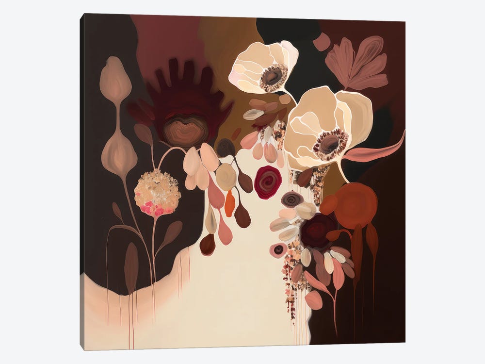 Burgundy Abstract Blooms by Bella Eve 1-piece Canvas Print