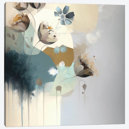 Abstracted Blue Blooms Canvas Print #BVE6} by Bella Eve Canvas Artwork