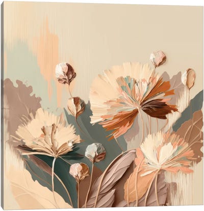 Peachy Botanics Canvas Art Print - Bella Eve