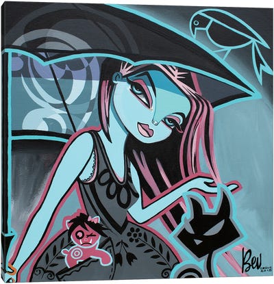 Dry Canvas Art Print - Black Cat Art