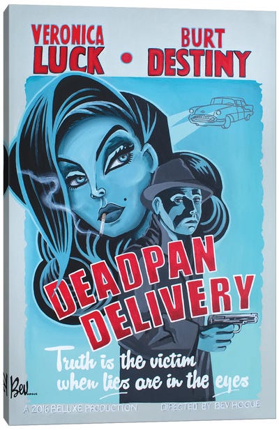 Deadpan Delivery Canvas Art Print - Bev Hogue