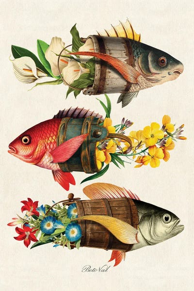 Vintage Animal Illustrations: Flower Fish by Beto Val