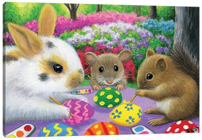 Decorating The Eggs Canvas Art Print - Mouse Art