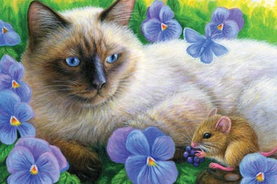 A Friend In The Pansies IV by Bridget Voth metal wall art