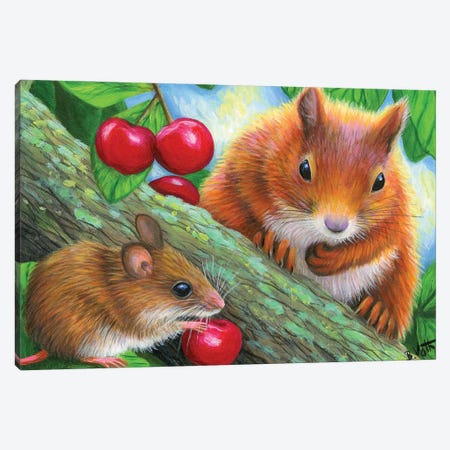 Friends In The Cherry Tree Canvas Print #BVT133} by Bridget Voth Canvas Art