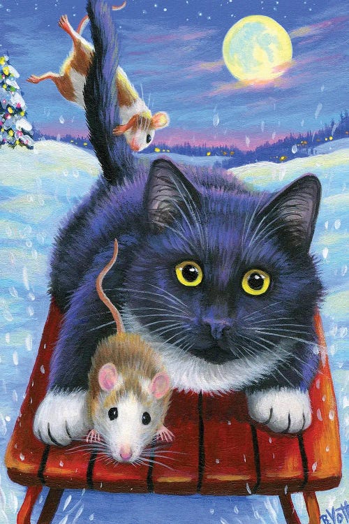 Fun On Whiskers Sled by Bridget Voth wall art