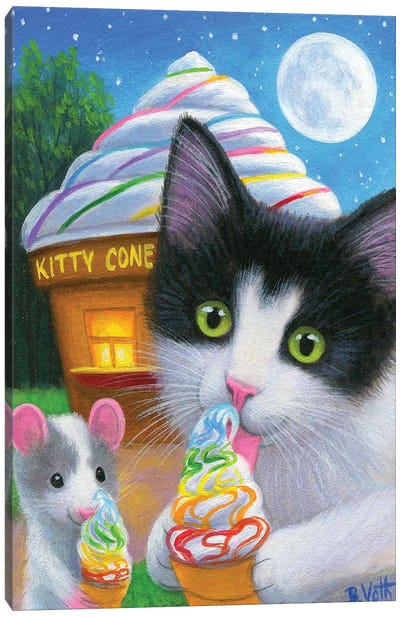 Moonlight Yum Canvas Art Print - Snowshoe Cat Art