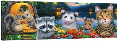 Mr Tabbs Potluck Dinner Canvas Art Print - Raccoon Art