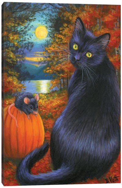 October Moon Canvas Art Print - Rodent Art