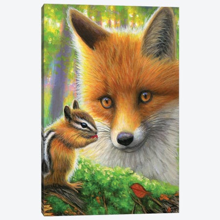 A New Friend For Little Fox Canvas Print #BVT28} by Bridget Voth Canvas Artwork