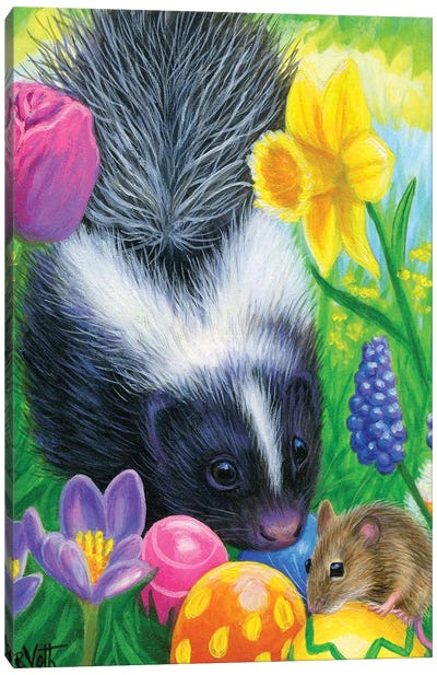 Sweetpea's Easter Canvas Art Print - Skunks