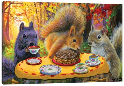 The Nut Club Canvas Art Print - Squirrel Art