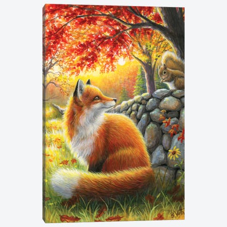 A Friend For Little Fox Canvas Print #BVT359} by Bridget Voth Canvas Artwork