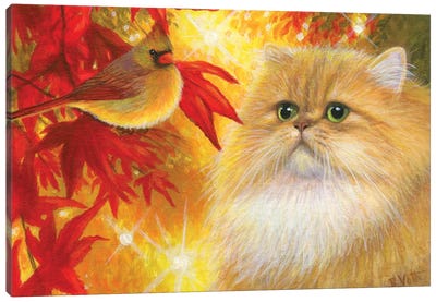 Amelia's Little Autumn Friend Canvas Art Print - Persian Cat Art