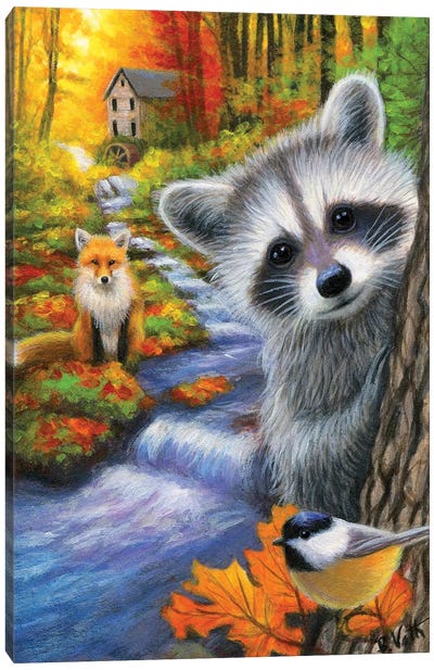 Autumn By The Old Mill II Canvas Art Print - Raccoon Art