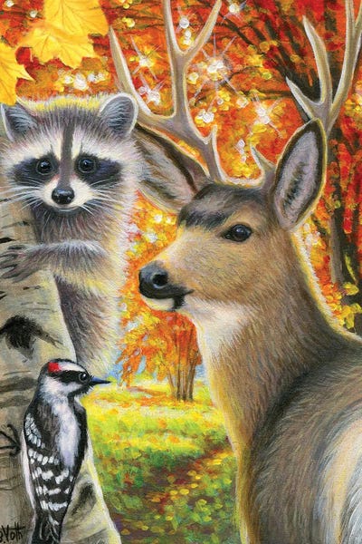 Raccoons: Autumn In The Woods by Bridget Voth