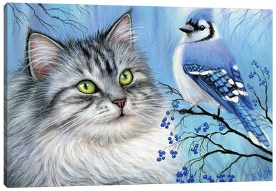 Blue Winter Friend III Canvas Art Print - Bridget Voth