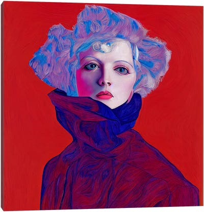 Pink Red Blue, 2022 Canvas Art Print - Brain Wave Cult