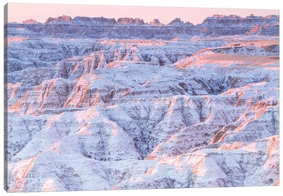 Snow on the Badlands Canvas Art Print - South Dakota Art