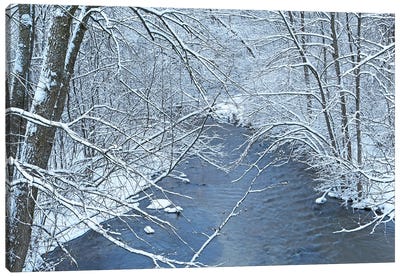 Fresh Snow On The Mecan River Canvas Art Print - Brian Wolf
