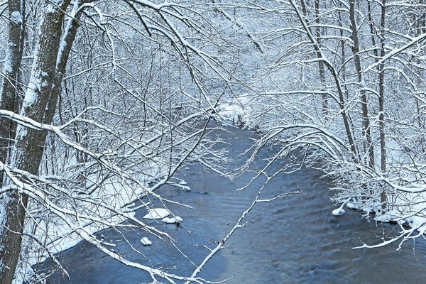 Brian Wolf: Fresh Snow On The Mecan River by Brian Wolf