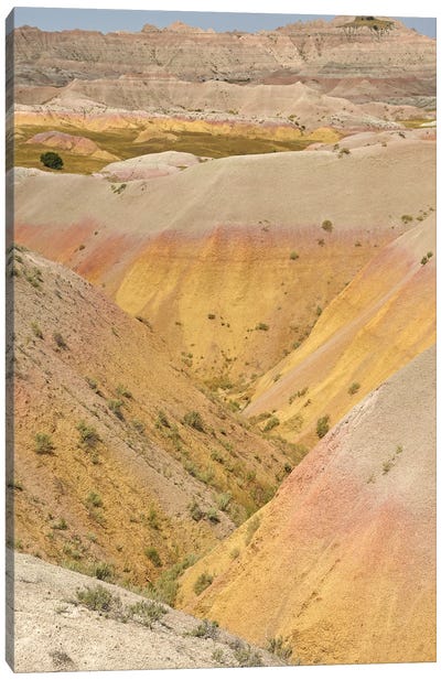 Yellow Mounds Vertical Canvas Art Print - Badlands National Park