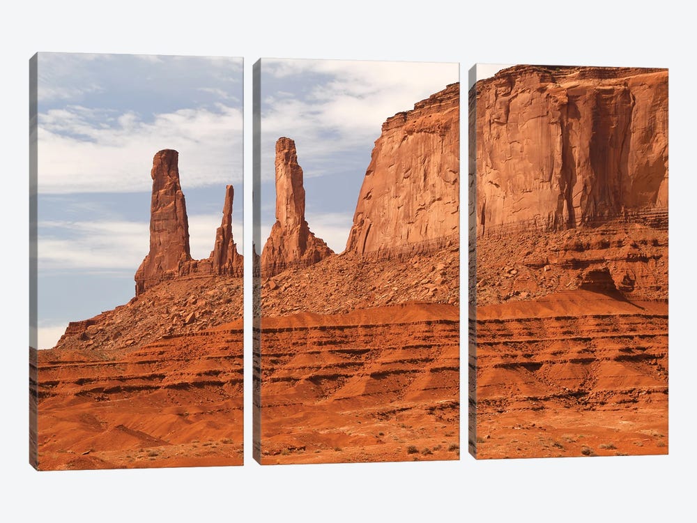The Three Sisters - Monument Valley by Brian Wolf 3-piece Canvas Print