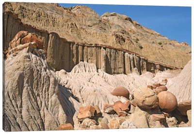 Cannonball Concretions - Theodore Roosevelt National Park Canvas Art Print - Cliff Art