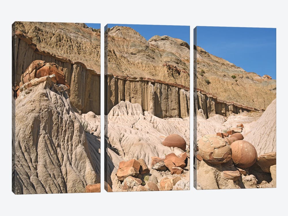 Cannonball Concretions - Theodore Roosevelt National Park by Brian Wolf 3-piece Canvas Art Print