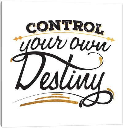 Control Your Destiny III Canvas Art Print - Bold Black & White Quotes