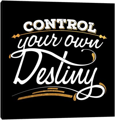 Control Your Destiny IV Canvas Art Print - Bold Black & White Quotes