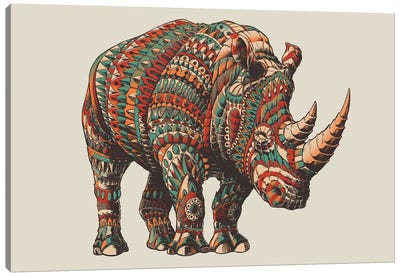 Rhino In Color II Canvas Art Print - Rhinoceros Art