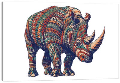 Rhino In Color III Canvas Art Print - Rhinoceros Art