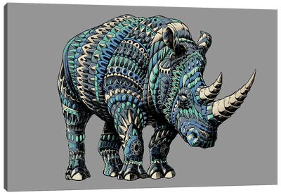 Rhino In Color IV Canvas Art Print - Rhinoceros Art