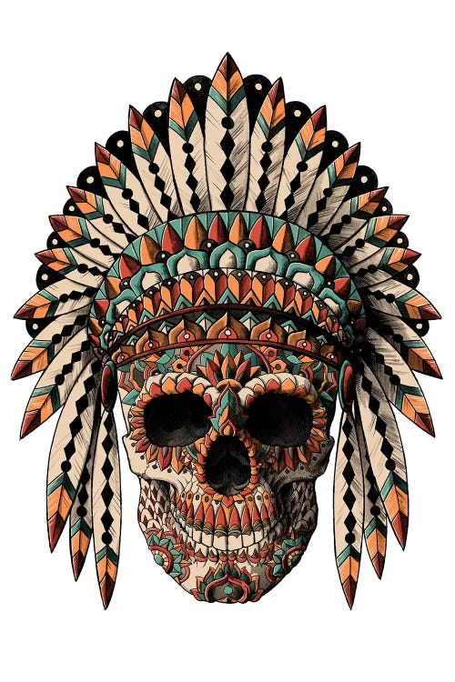Skull Headdress In Color by Bioworkz wall art