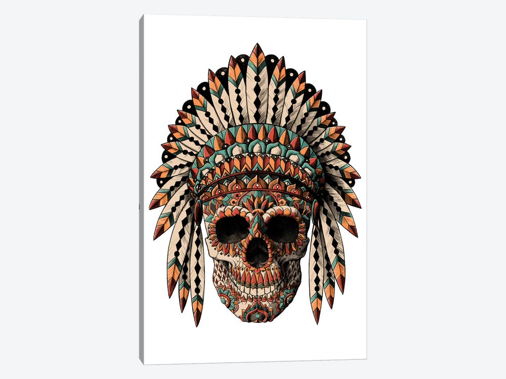 Skull Headdress In Color by Bioworkz 1-piece Canvas Art Print