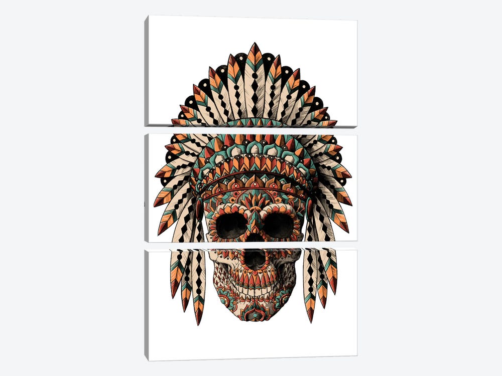 Skull Headdress In Color by Bioworkz 3-piece Art Print