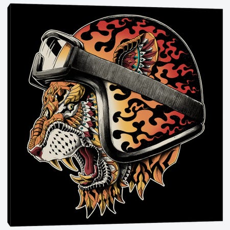 Tiger Helm In Color Canvas Print #BWZ122} by Bioworkz Canvas Wall Art