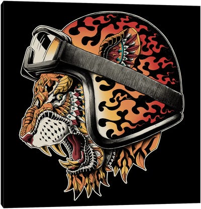 Tiger Helm In Color Canvas Art Print - Bioworkz