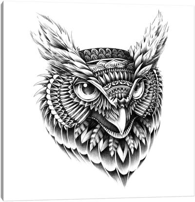Ornate Owl Head Canvas Art Print - Bioworkz