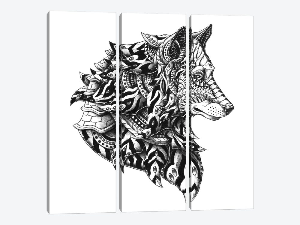 Wolf Profile by Bioworkz 3-piece Canvas Print