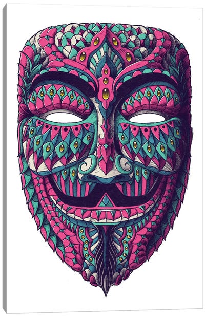 Anonymous Mask In Color I Canvas Art Print - Costume Art