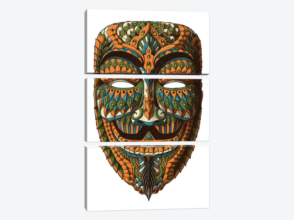 Anonymous Mask In Color II by Bioworkz 3-piece Canvas Art Print