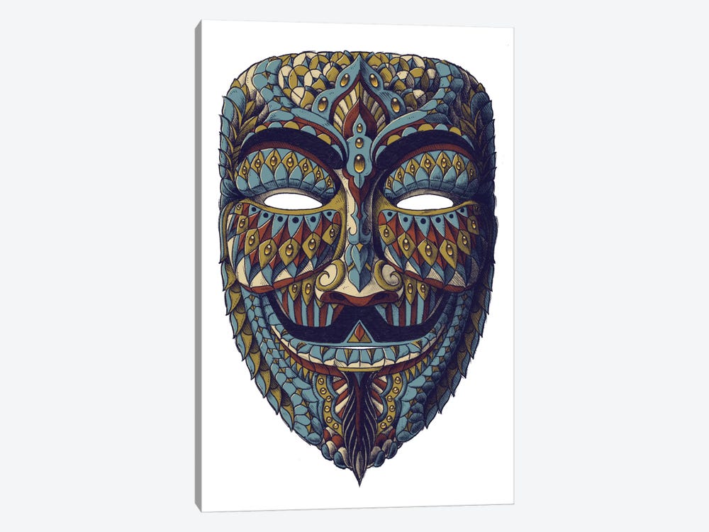 Anonymous Mask In Color III by Bioworkz 1-piece Canvas Artwork