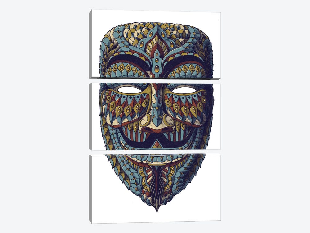 Anonymous Mask In Color III by Bioworkz 3-piece Canvas Artwork